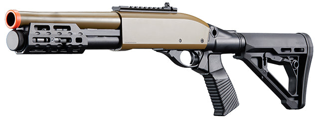 Golden Eagle GE8878 3/6-Shot Pump Action Gas Airsoft Sawed-Off Shotgun w/ M-LOK Forend & Delta Stock - (Tan)