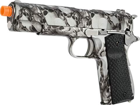 AW Custom NE2101 Full Metal 1911 Gas Blowback Airsoft Pistol - SkullCam