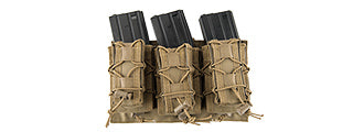 CA-1856TN Lancer Tactical 1000D Nylon Molle 2-IN-1 Triple M4/Pistol Mag Pouch (Tan)