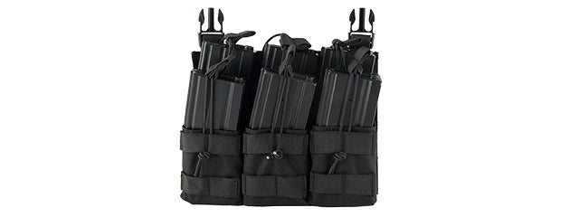 Lancer Tactical CA-292T Adaptive Hook and Loop Triple Dual Mag Pouch (Black)