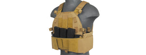 Lancer Tactical SLK Plate Carrier w/Side Plate Dual-Mag Compartment Tan