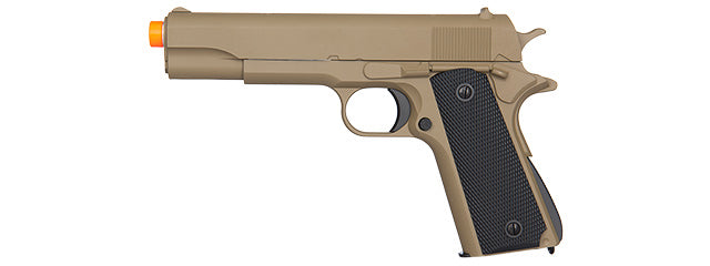 UK ARMS GE3003T M1911 W/ METAL SLIDE AIRSOFT SPRING PISTOL (TAN)