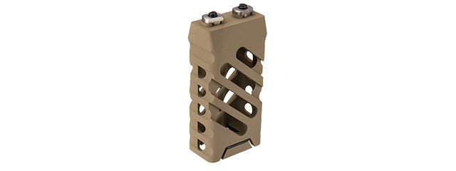 RA-T014A2-T Ranger Armory Skeletonized M-LOK Short Vertical Foreward Grip - Cross Cut (Tan)