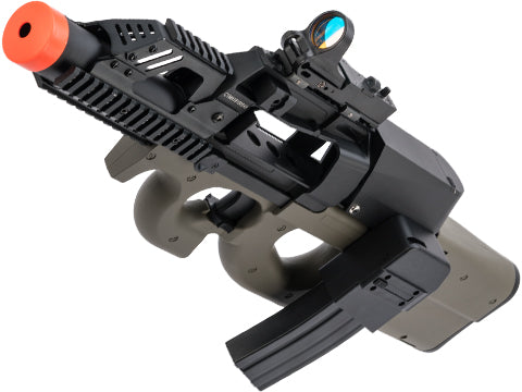 Custom P90 Terminator Airsoft AEG w/ Box Mag (Color: Half Tan)