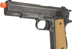 NE2001 AW Custom Full Metal Custom "Molon Labe" Weathered 1911A1 Airsoft Gas Blowback Pistol (Color: Desert Grip)